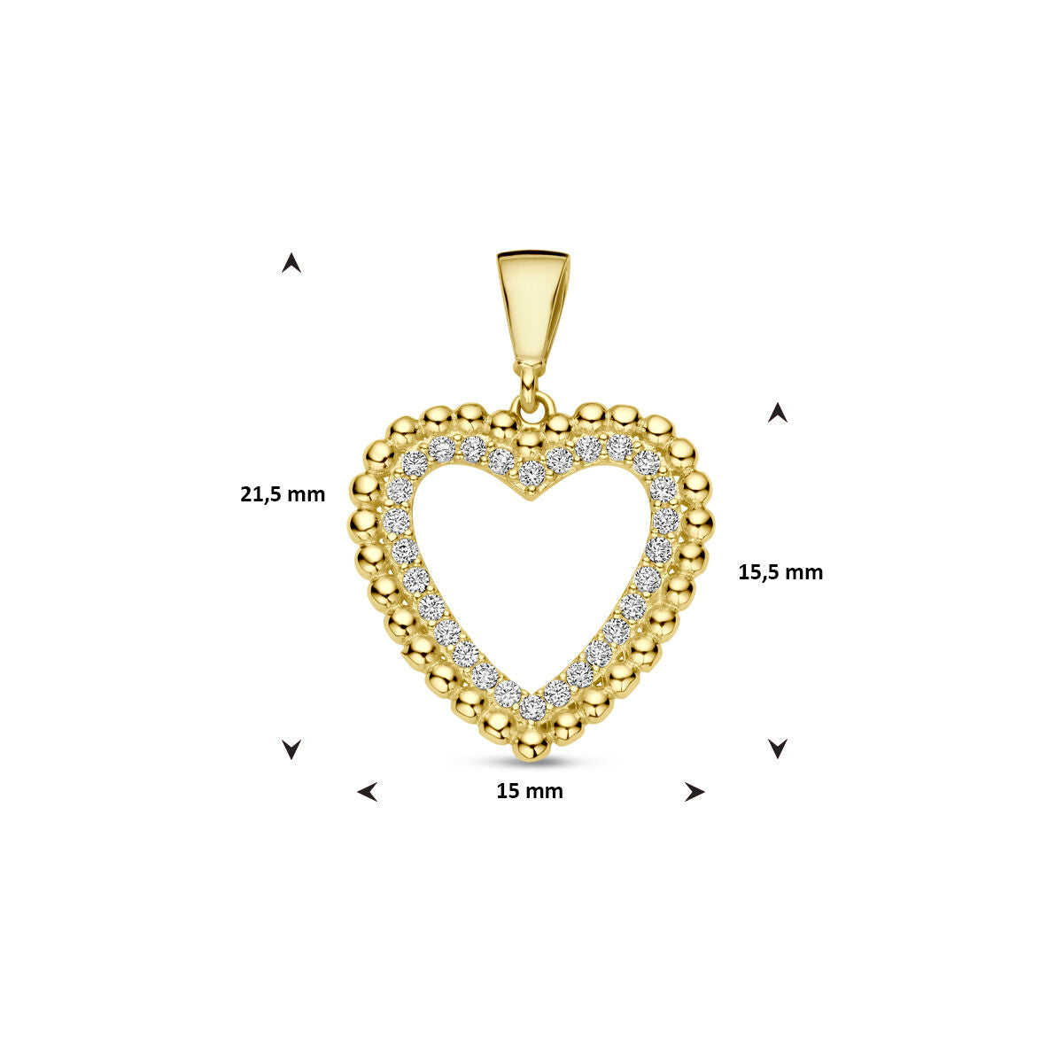 Hanger hartje zirkonia 14k geelgoud