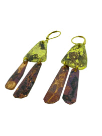 gepatineerd messing/koper hang oorbellen