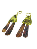 gepatineerd messing/koper hang oorbellen