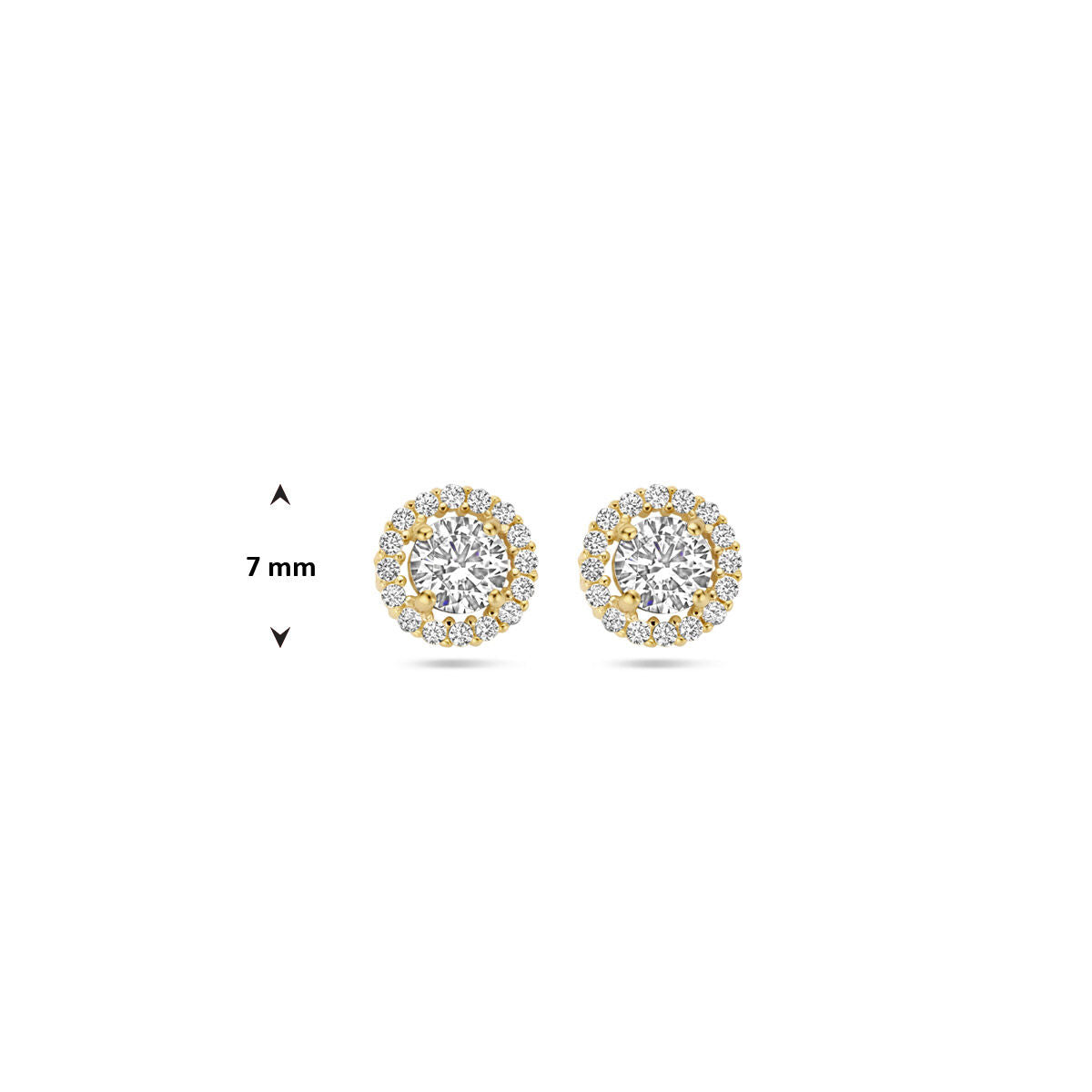 Ohrstecker Zirkonia Halo 7 mm 14K Gelbgold