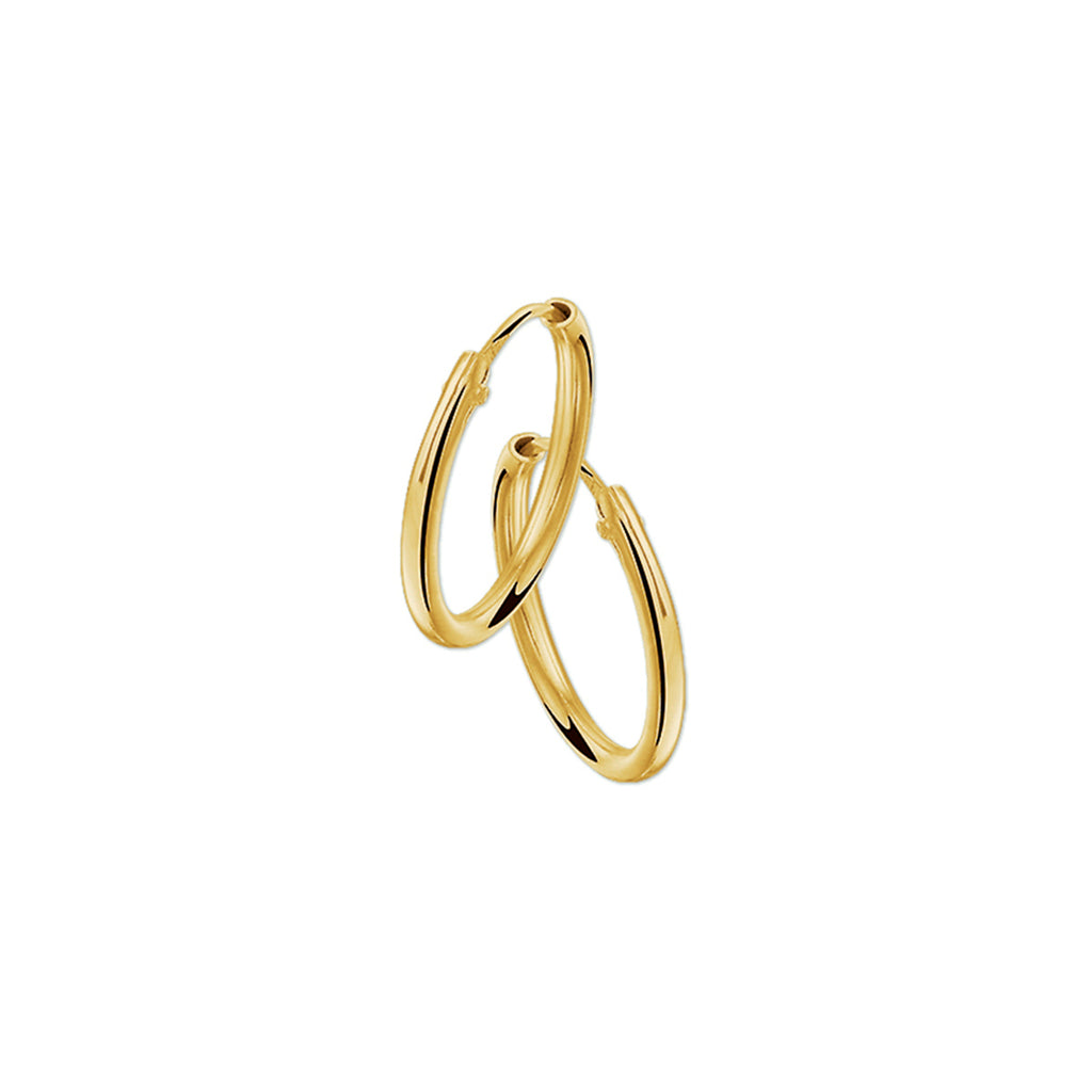 Oorringen 1,8 mm ronde buis 14k geelgoud