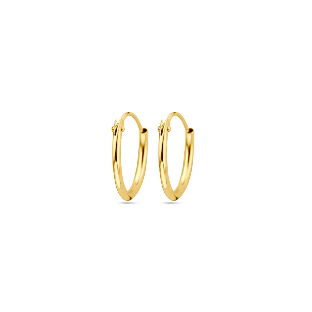 Oorringen 1,3 mm ronde buis 14k geelgoud
