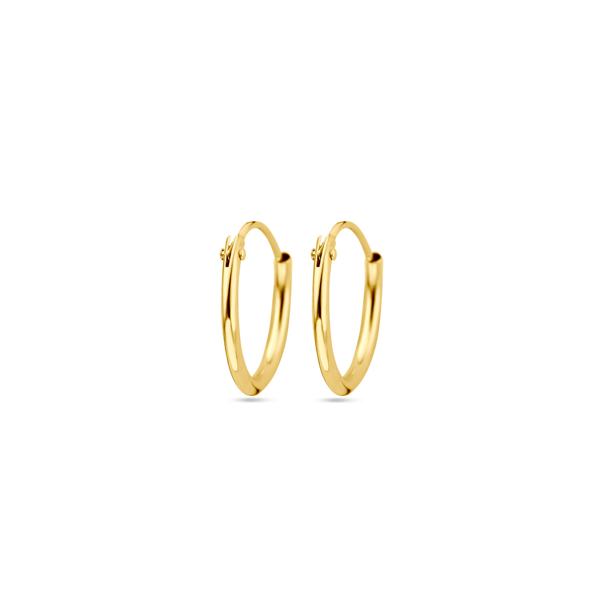 Oorringen 1,3 mm ronde buis 14k geelgoud