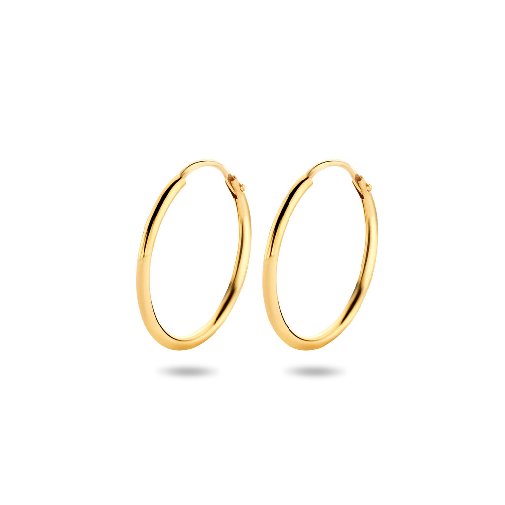Oorringen 1,5 mm ronde buis 14k geelgoud