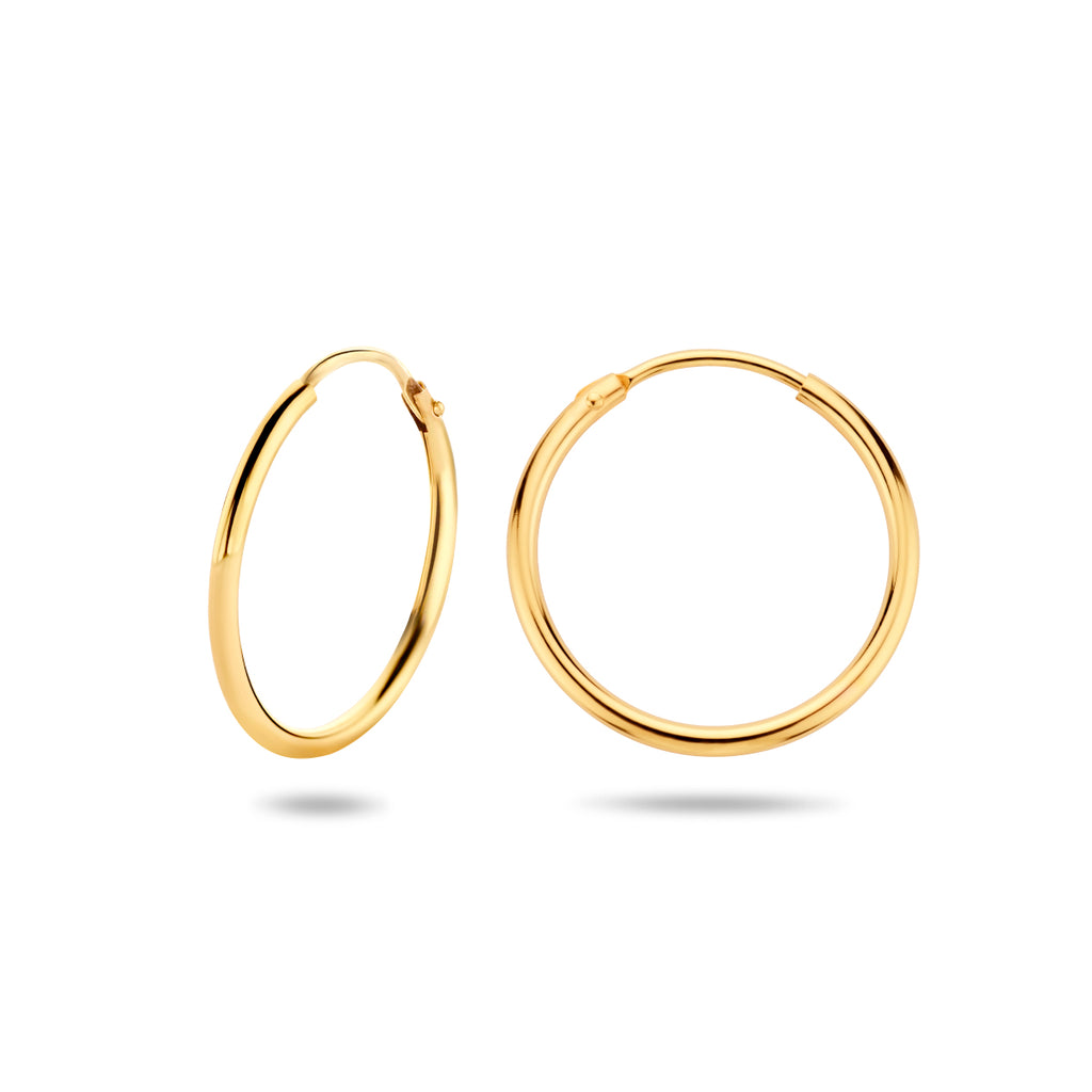 Oorringen 1,5 mm ronde buis 14k geelgoud