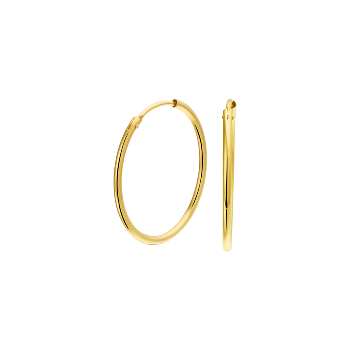 Oorringen 1,5 mm ronde buis 14k geelgoud