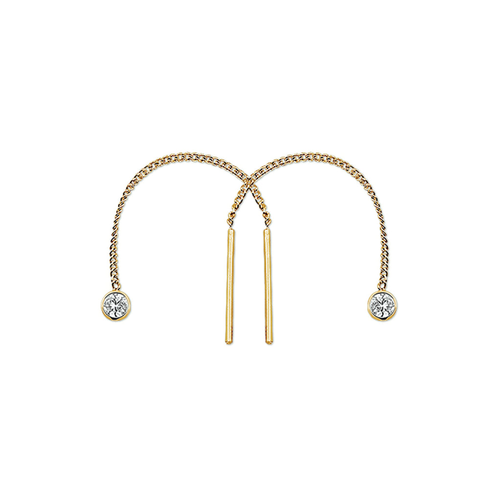 Doortrekoorbellen zirkonia 14k geelgoud