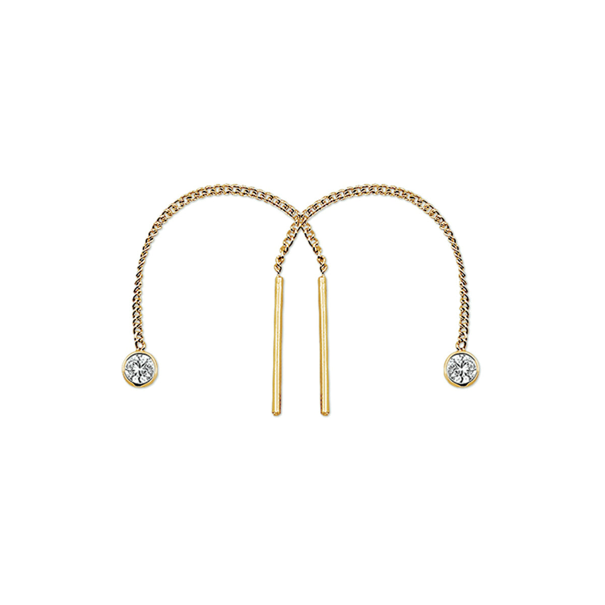 Doortrekoorbellen zirkonia 14k geelgoud