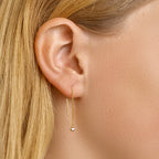 Doortrekoorbellen zirkonia 14k geelgoud