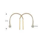 Doortrekoorbellen zirkonia 14k geelgoud
