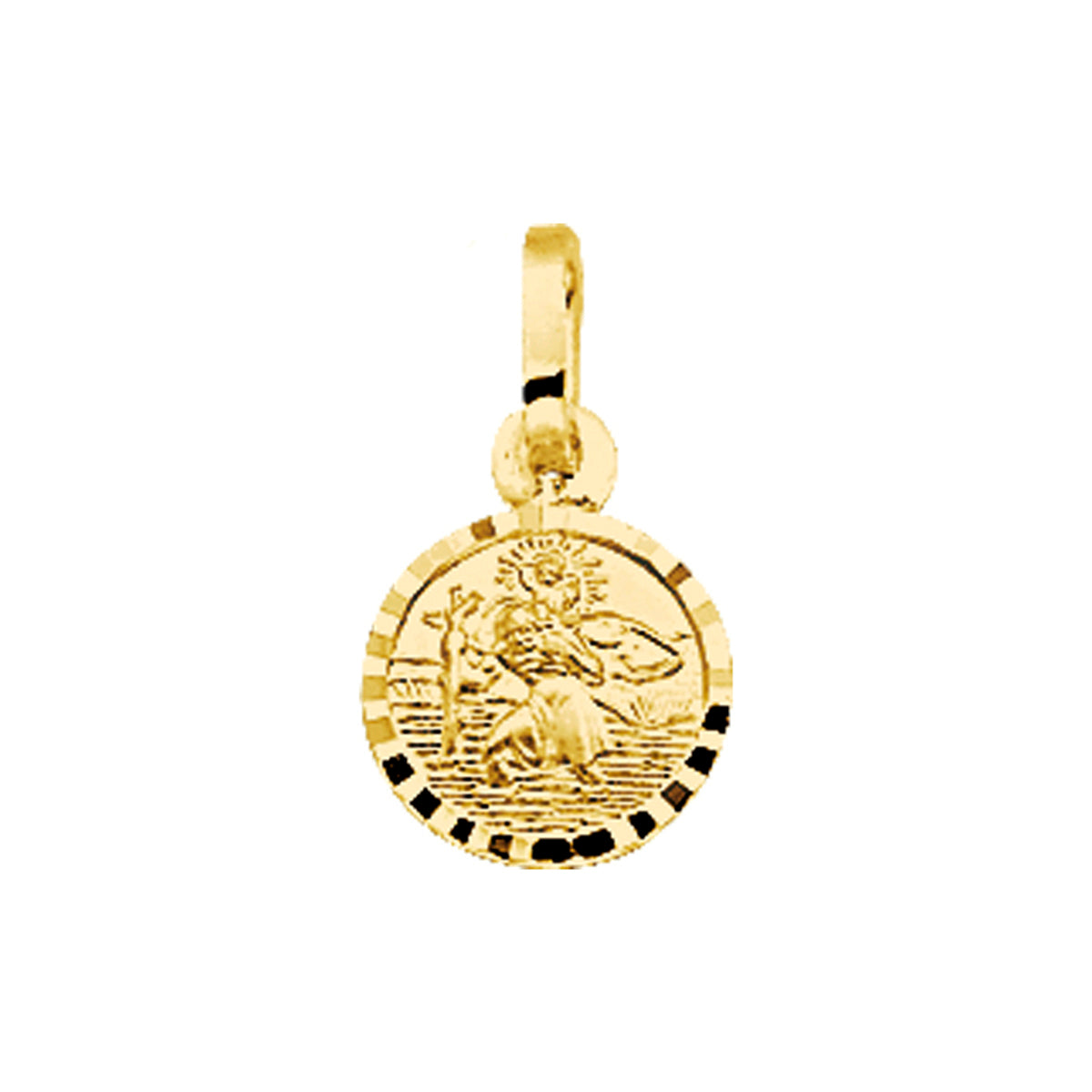 Hanger christoffel mat gediamanteerd 14k geelgoud