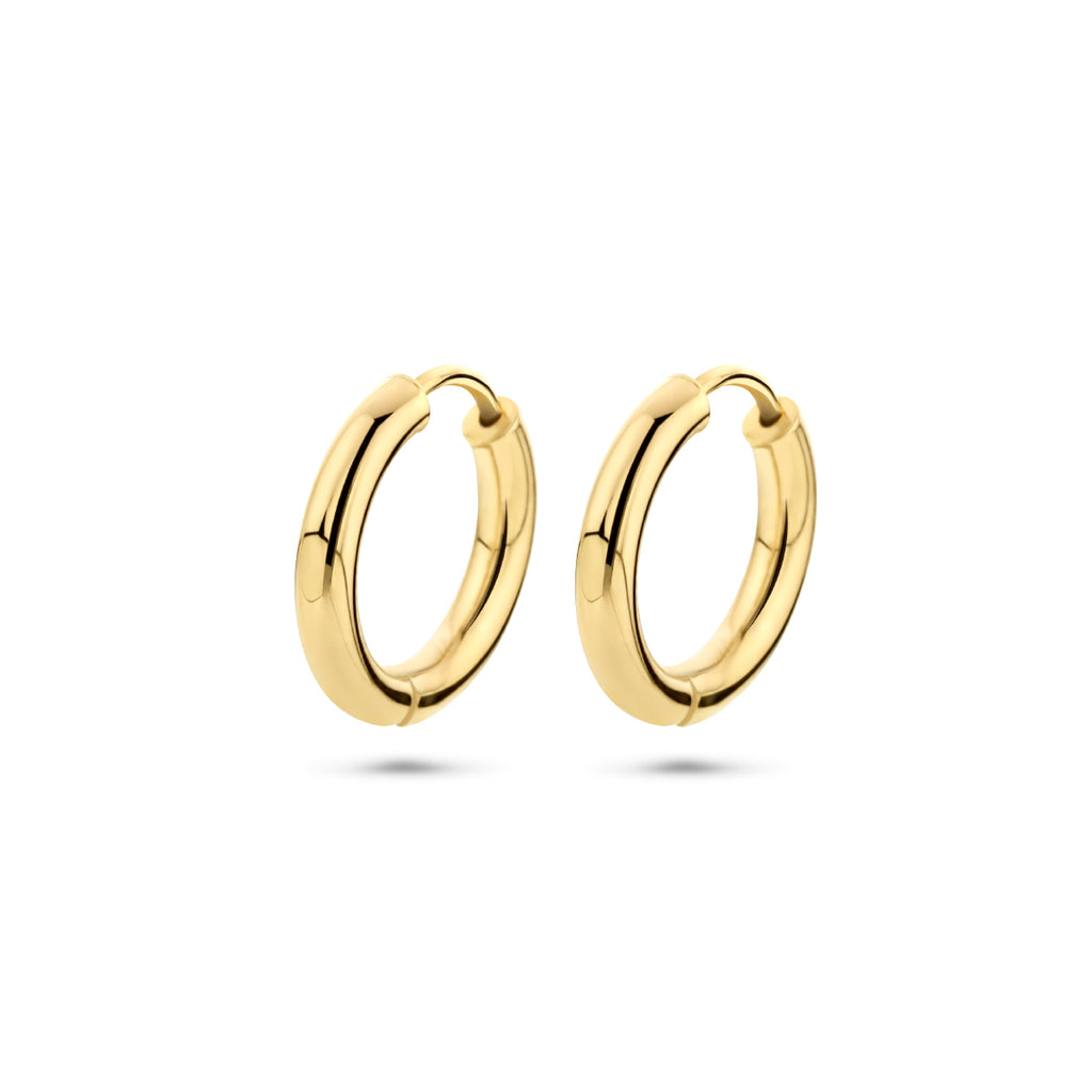 Klapoorringen 2,5 mm ronde buis 14k geelgoud