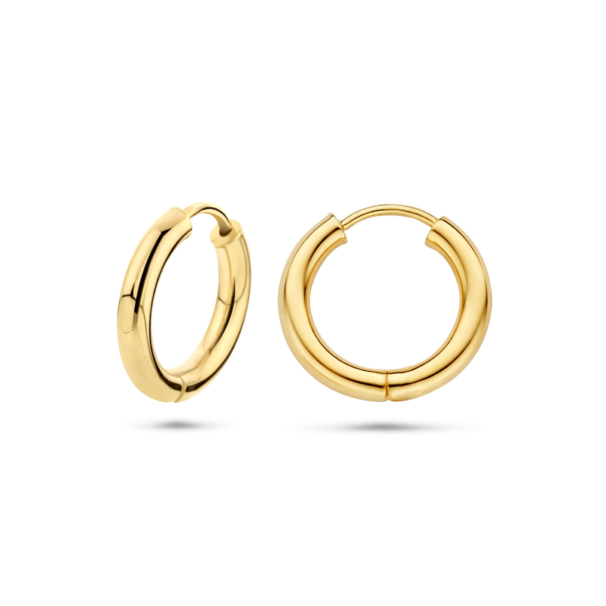 Klapoorringen 2,5 mm ronde buis 14k geelgoud