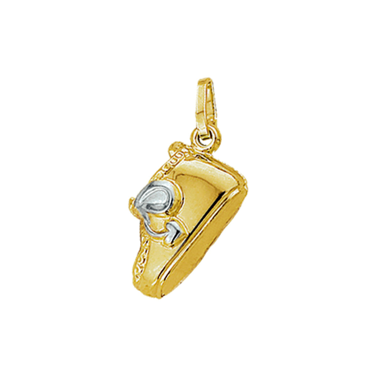 Hanger baby schoen bicolor gestift 14k geelgoud