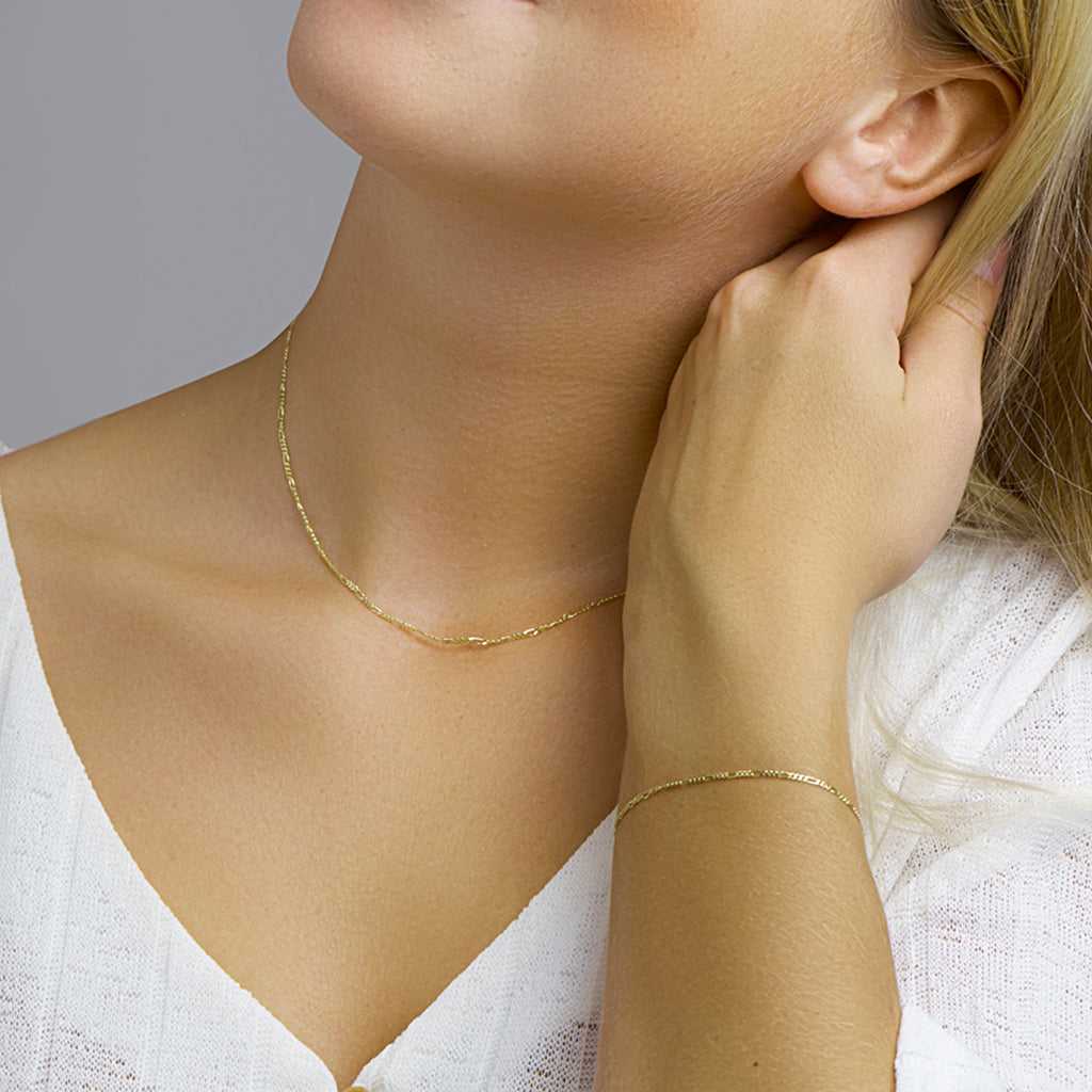 Armband figaro 1,6 mm 18 cm 14k geelgoud
