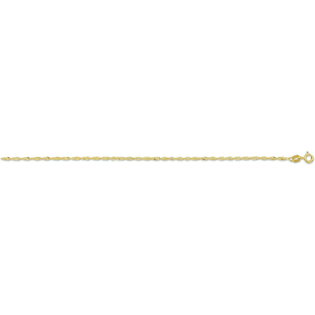 Enkelbandje singapore 1,8 mm 14k geelgoud