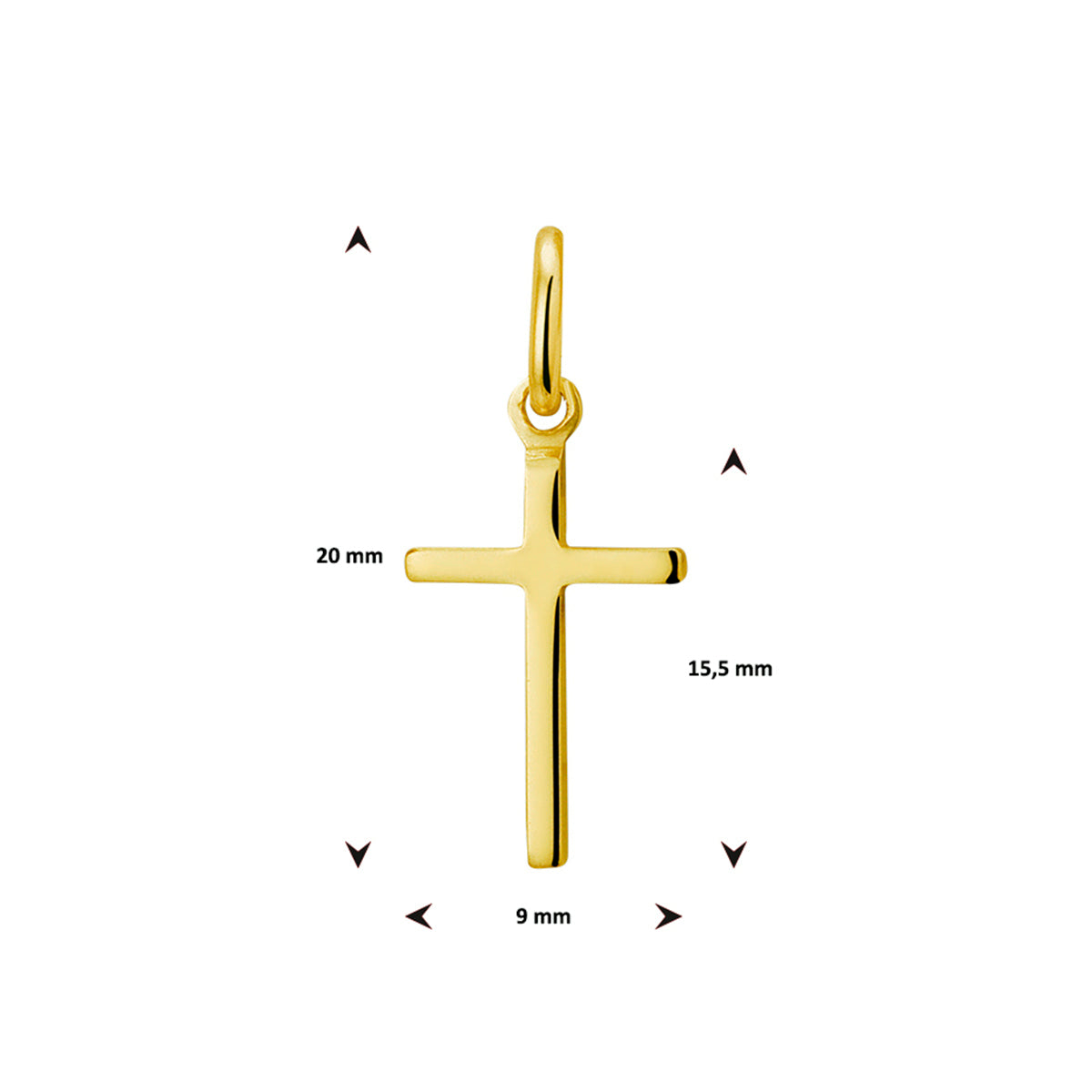 Hanger kruis 14k geelgoud