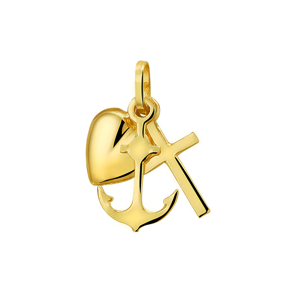 Hanger geloof, hoop en liefde 14k geelgoud