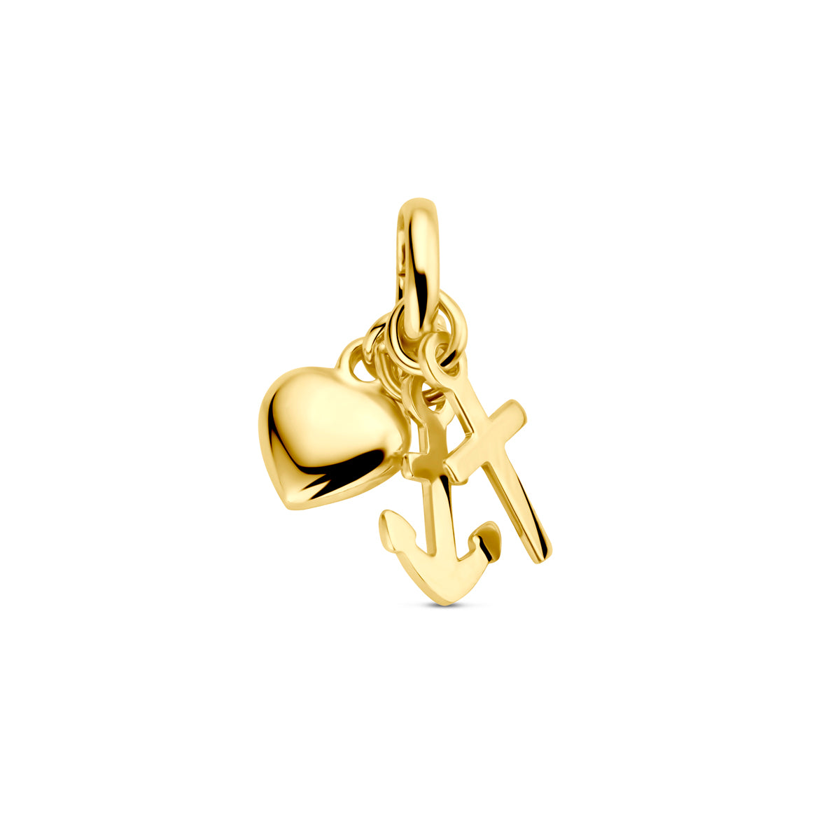 Hanger geloof, hoop en liefde 14k geelgoud