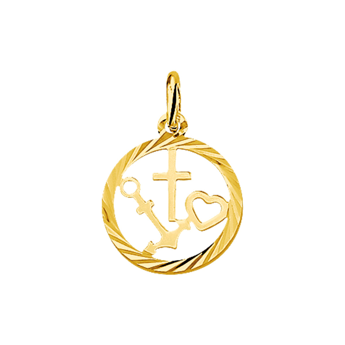 Hanger geloof, hoop en liefde gediamanteerd 14k geelgoud