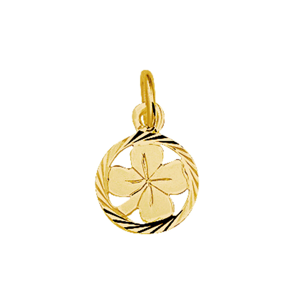 Hanger klavertje gediamanteerd 14k geelgoud