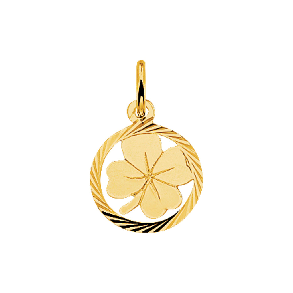 Hanger klavertje gediamanteerd 14k geelgoud