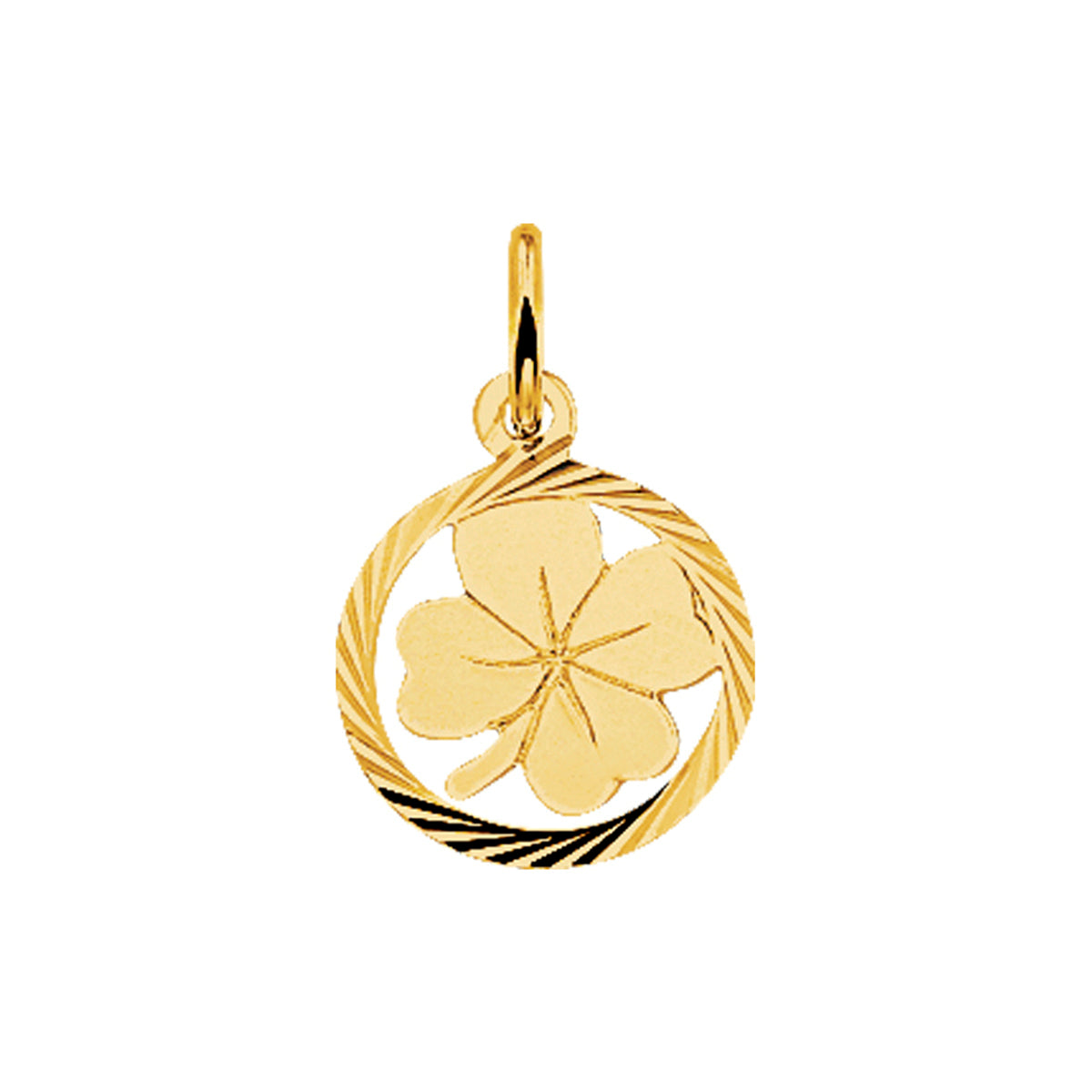 Hanger klavertje gediamanteerd 14k geelgoud