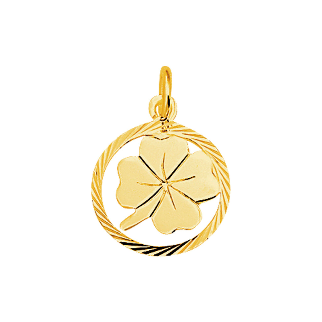 Hanger klavertje gediamanteerd 14k geelgoud