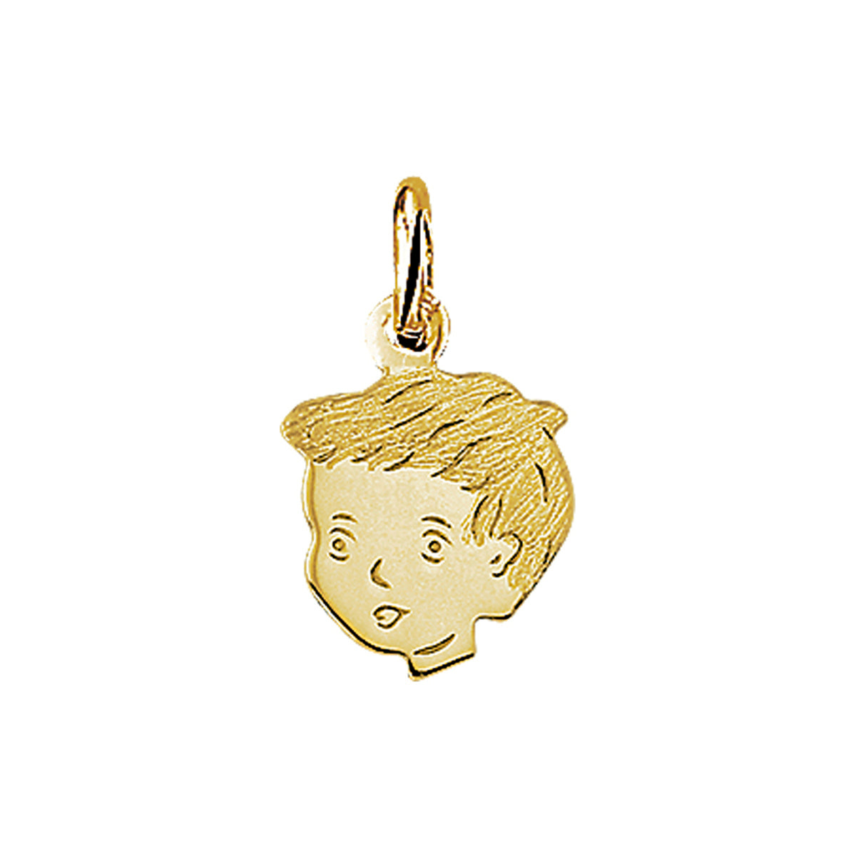 Hanger jongen poli/mat 15 x 11,5 mm 14k geelgoud