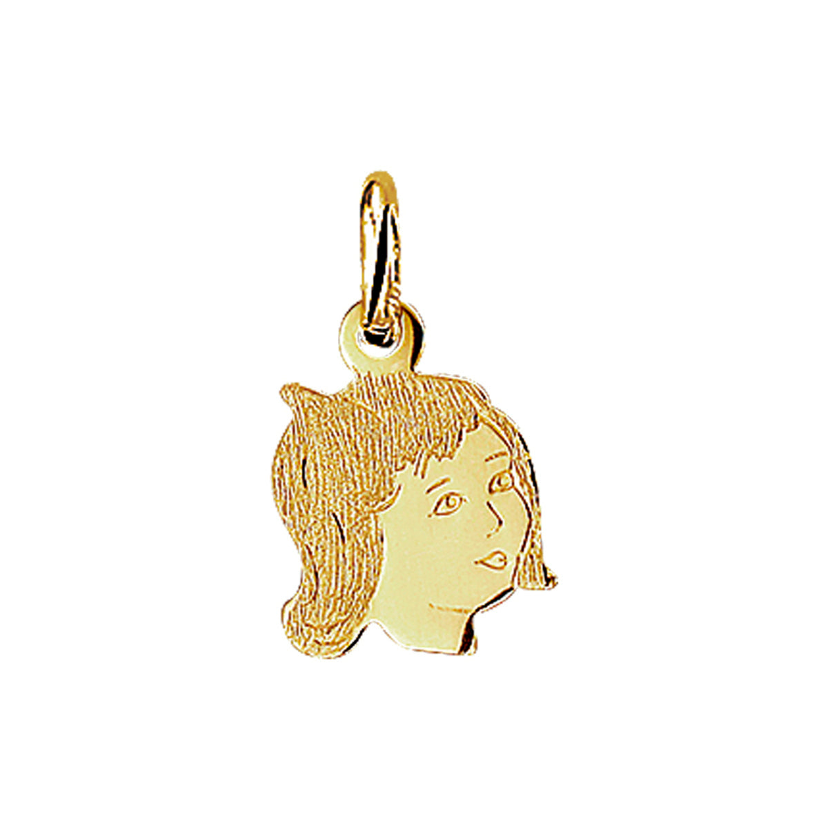 Hanger meisje poli/mat 14 x 11 mm 14k geelgoud