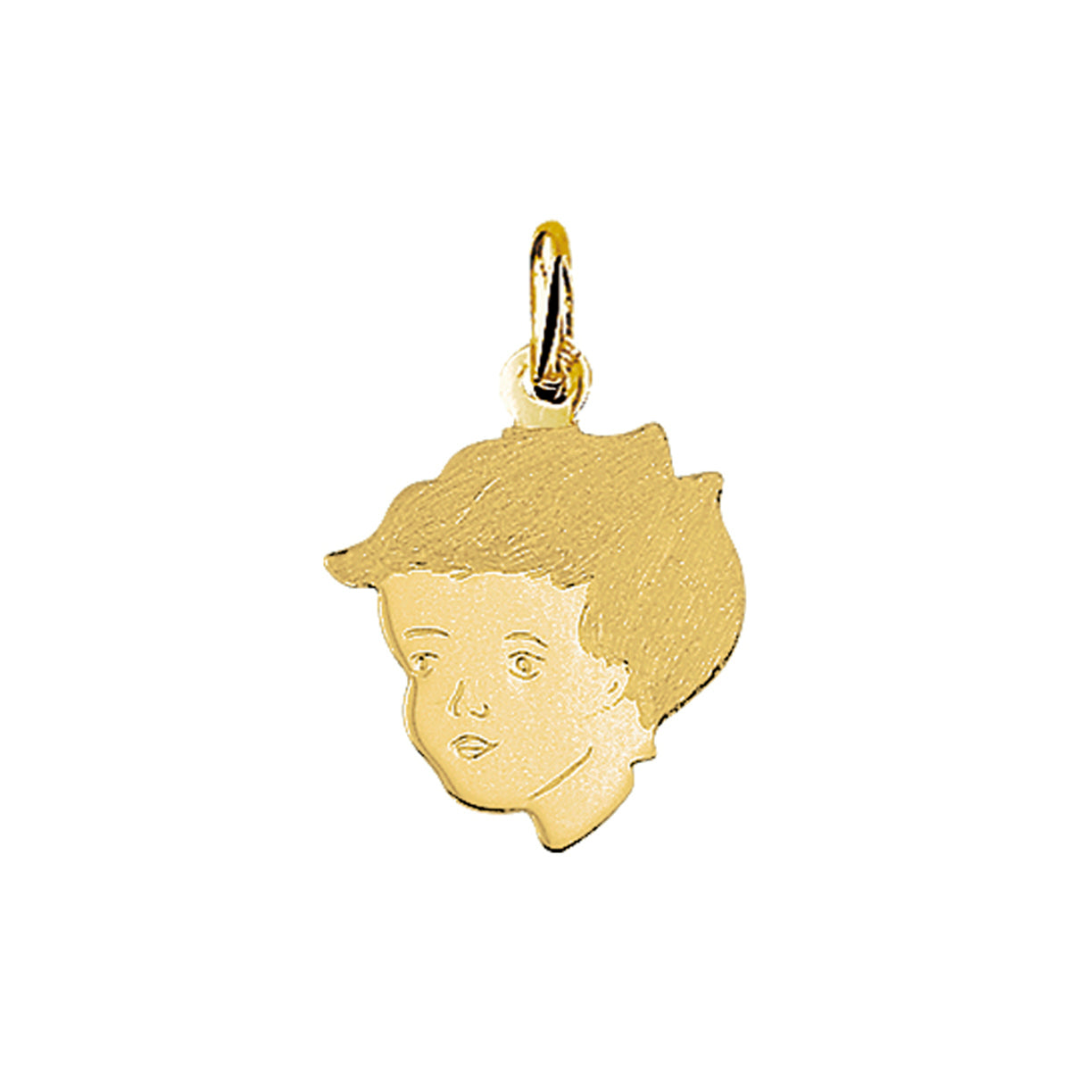 Hanger jongen poli/mat 17,5 x 14 mm 14k geelgoud