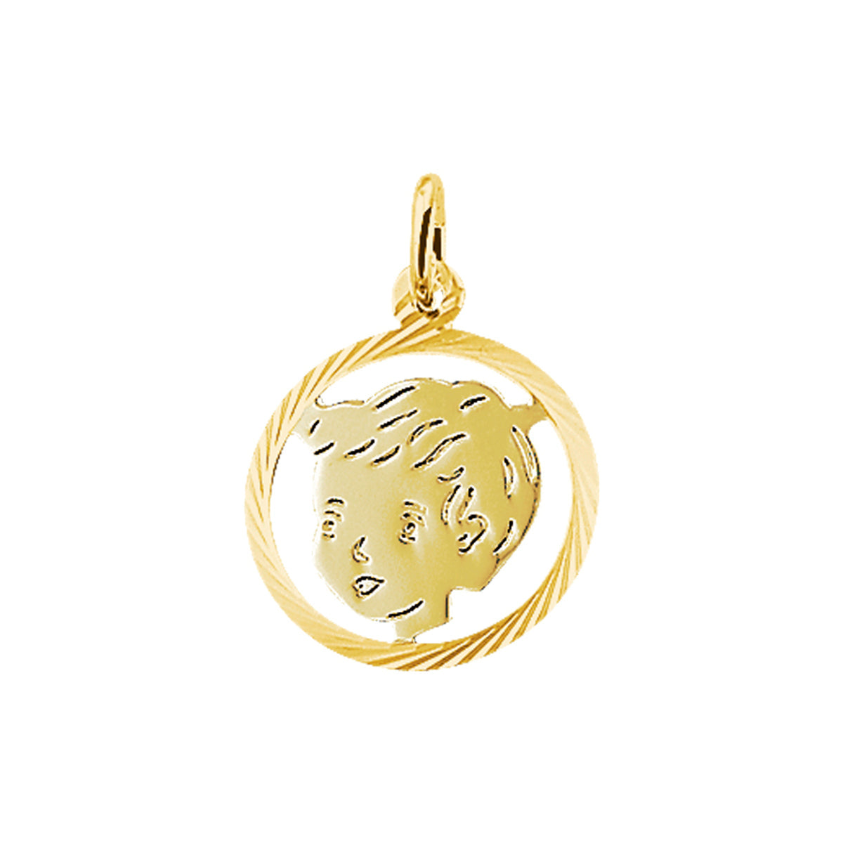 Hanger jongen gediamanteerd 16 mm 14k geelgoud
