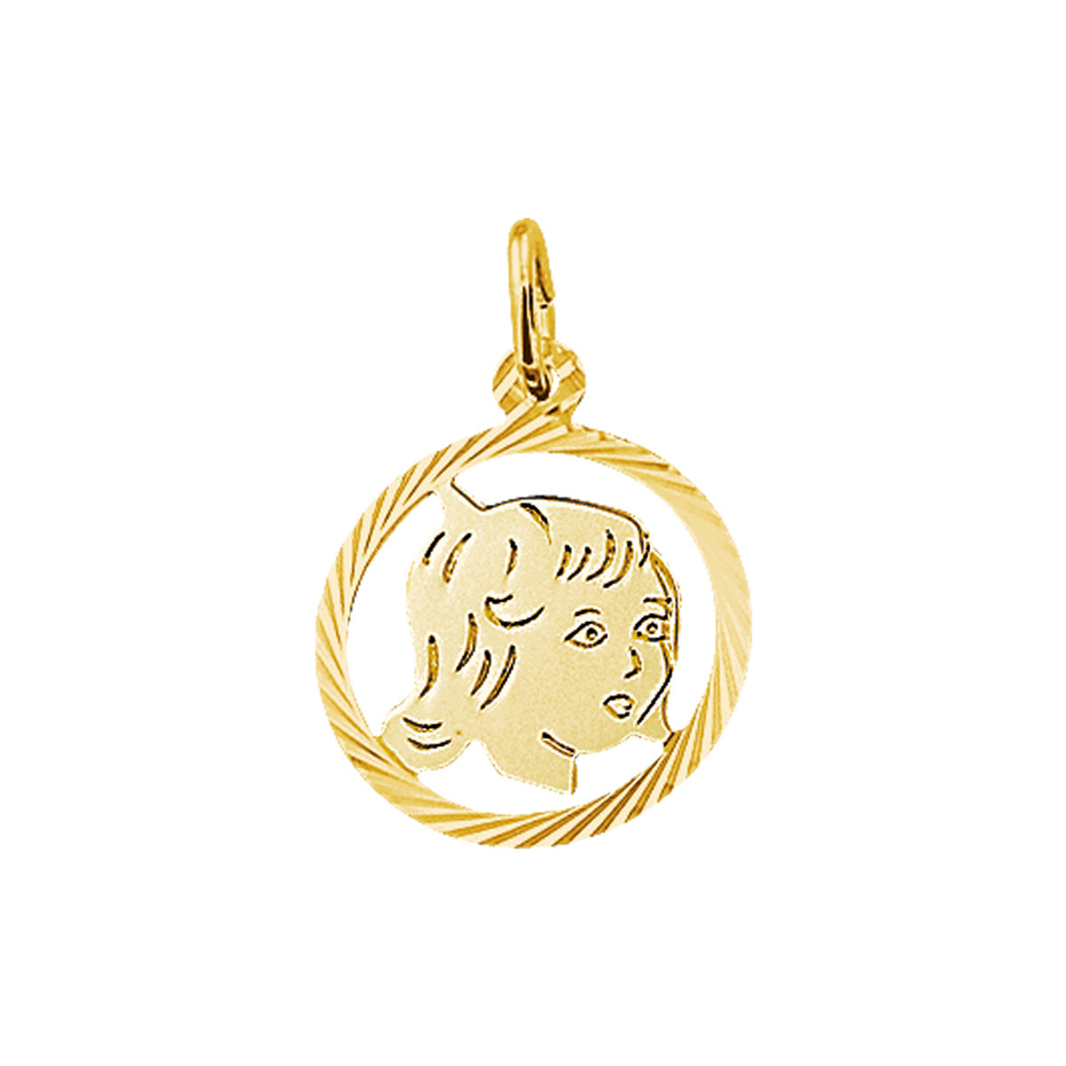 Hanger meisje gediamanteerd 16 mm 14k geelgoud