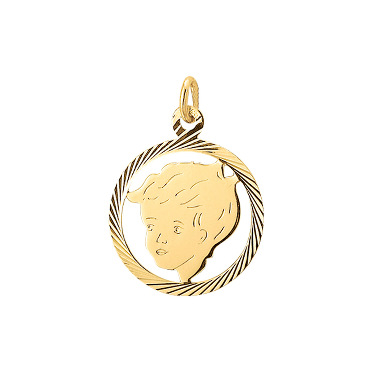 Hanger jongen gediamanteerd 19 mm 14k geelgoud