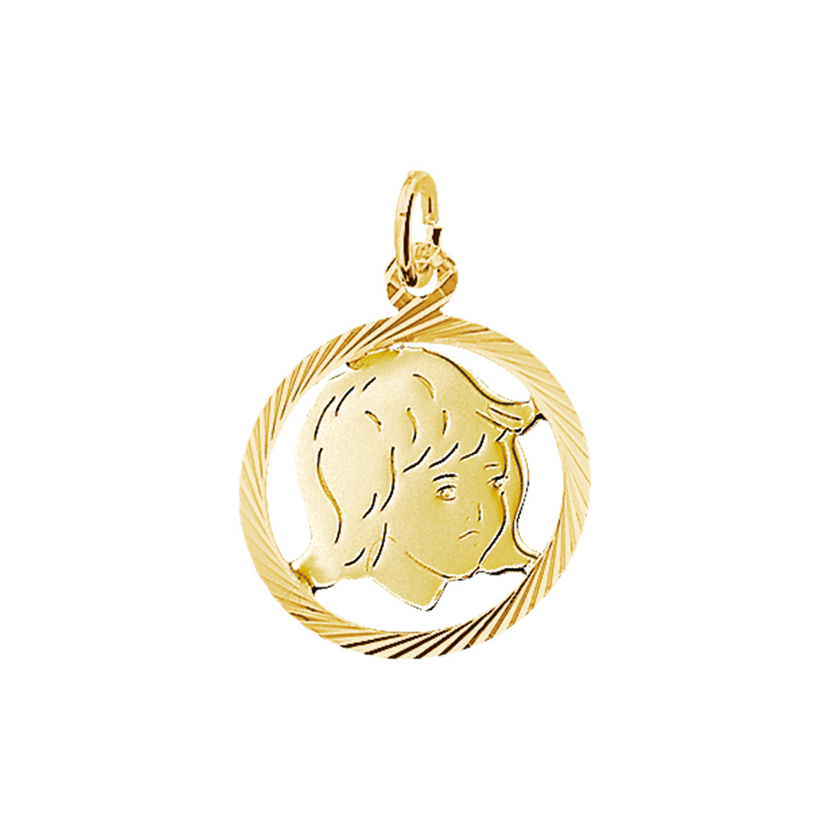 Hanger meisje gediamanteerd 19 mm 14k geelgoud
