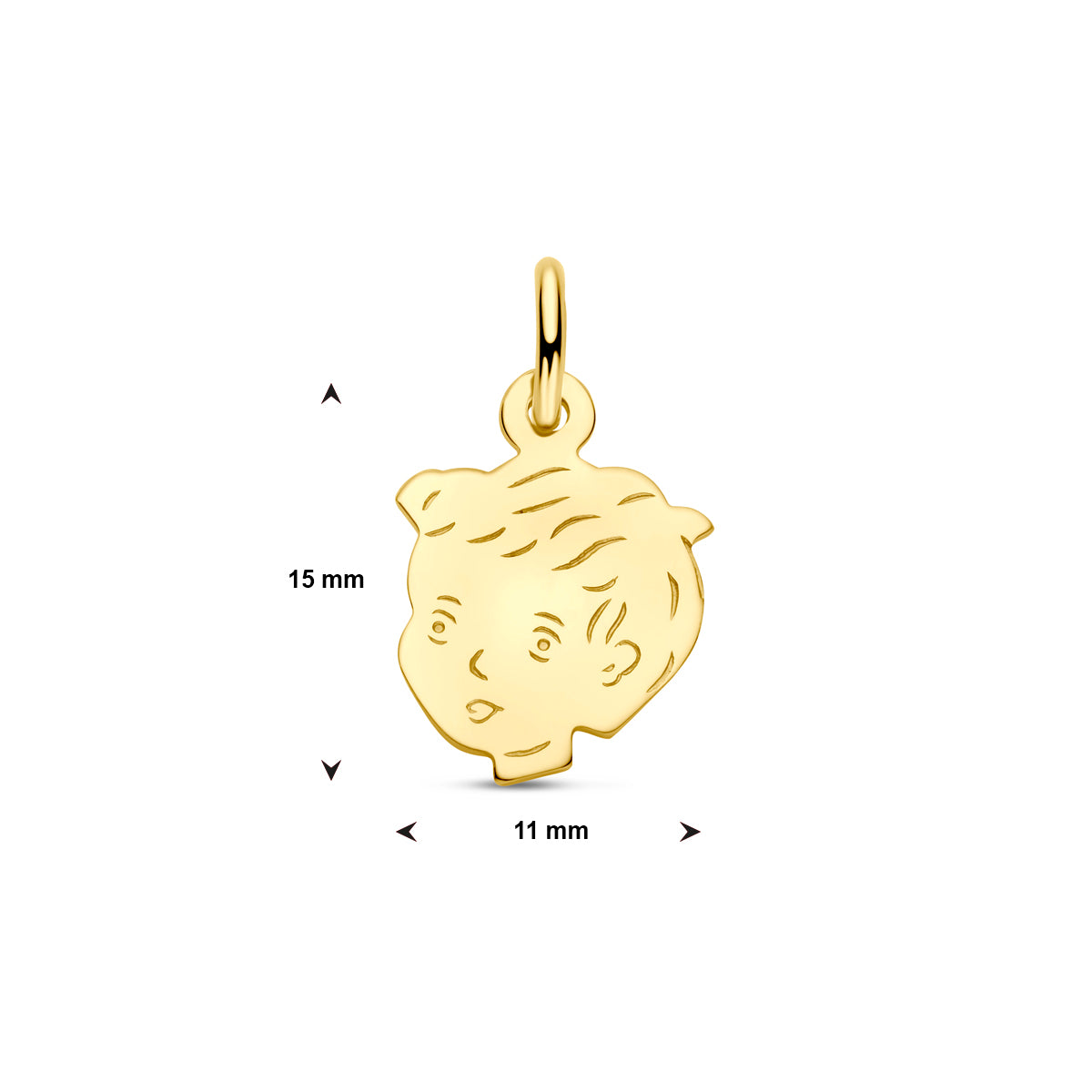Hanger jongen 15 x 11 mm 14k geelgoud