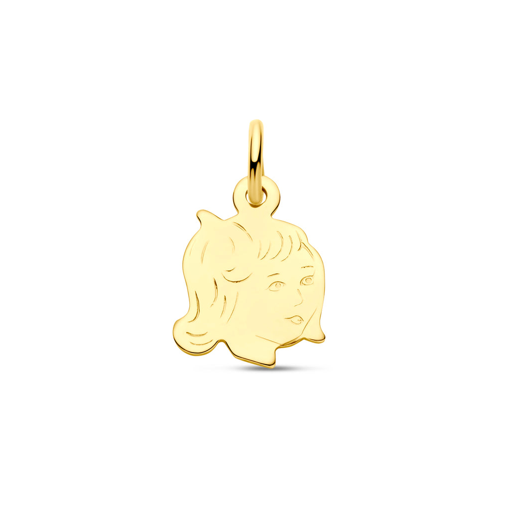 Hanger meisje 15 x 11 mm 14k geelgoud