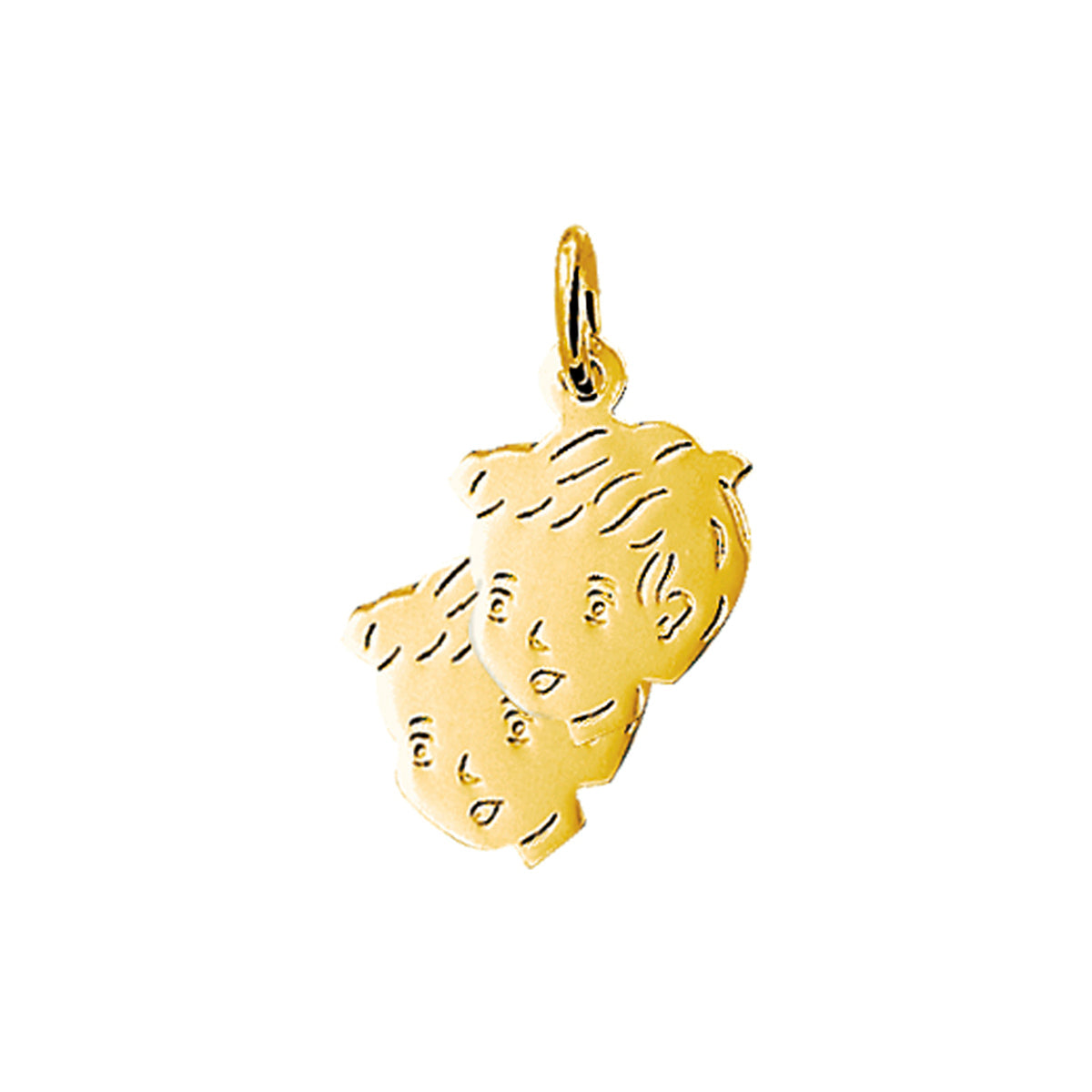Hanger 2x jongen 20 x 15 mm 14k geelgoud