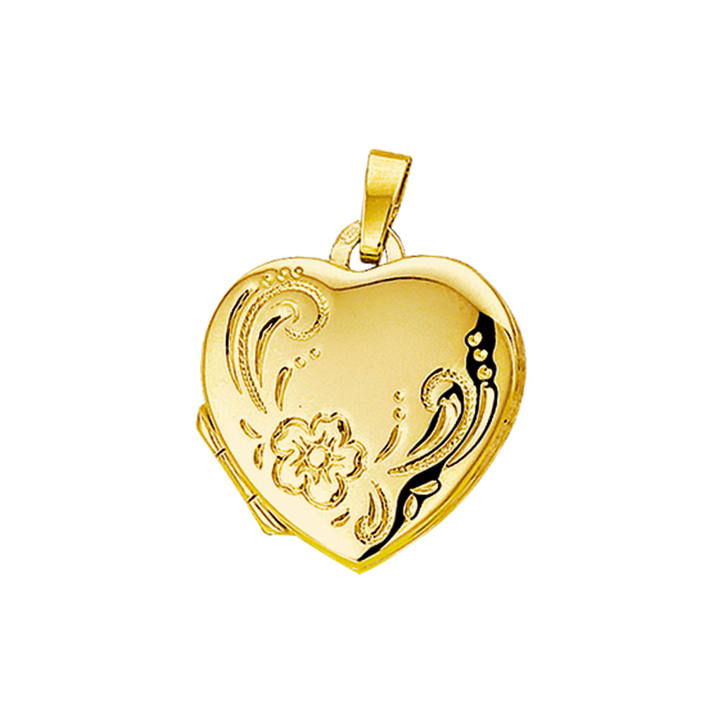 Medaillon hart gravure 14k geelgoud