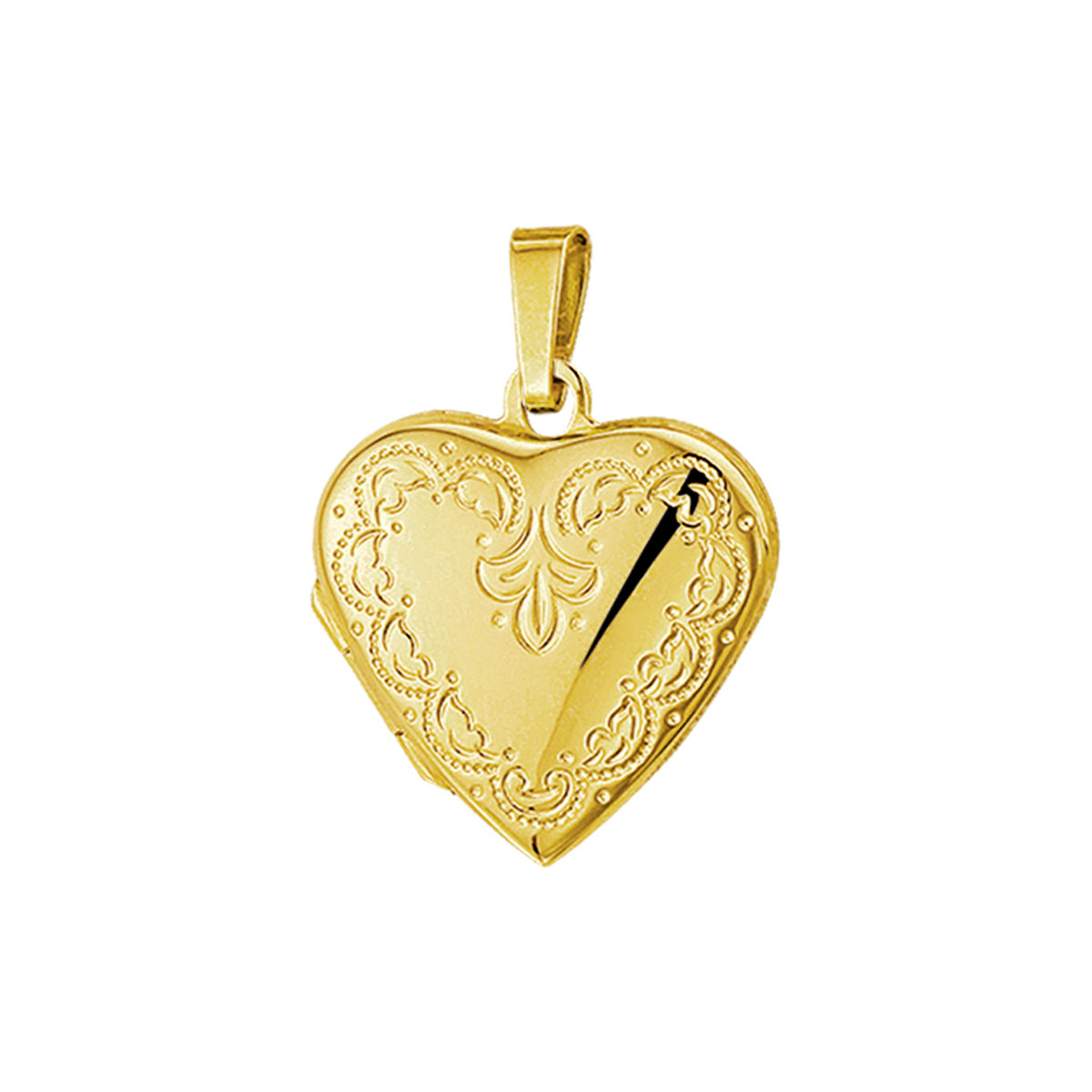 Medaillon hart gravure 14k geelgoud