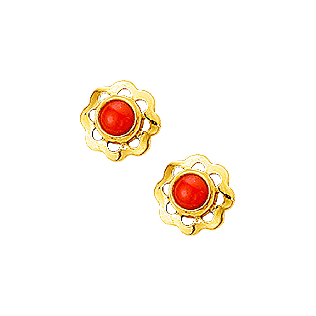 Oorknoppen koraal 14k geelgoud