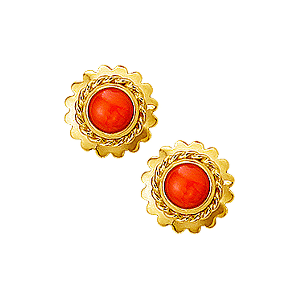 Oorknoppen koraal 14k geelgoud