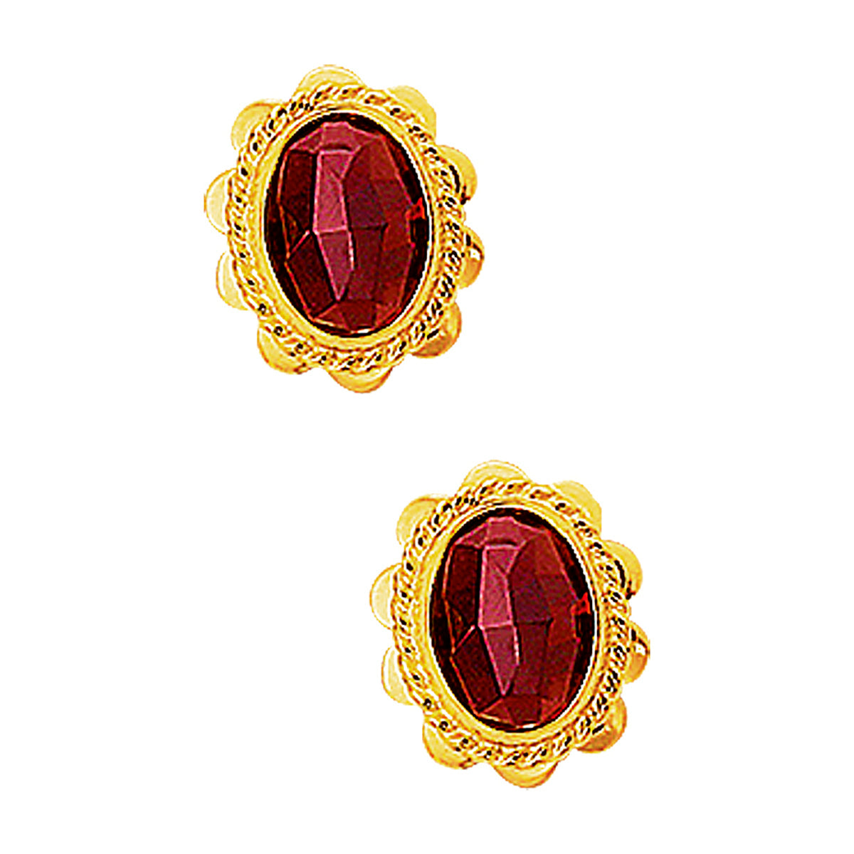 Oorknoppen granaat 14k geelgoud