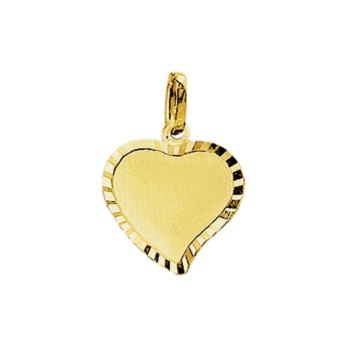 Graveerhartje mat gediamanteerd 14k geelgoud
