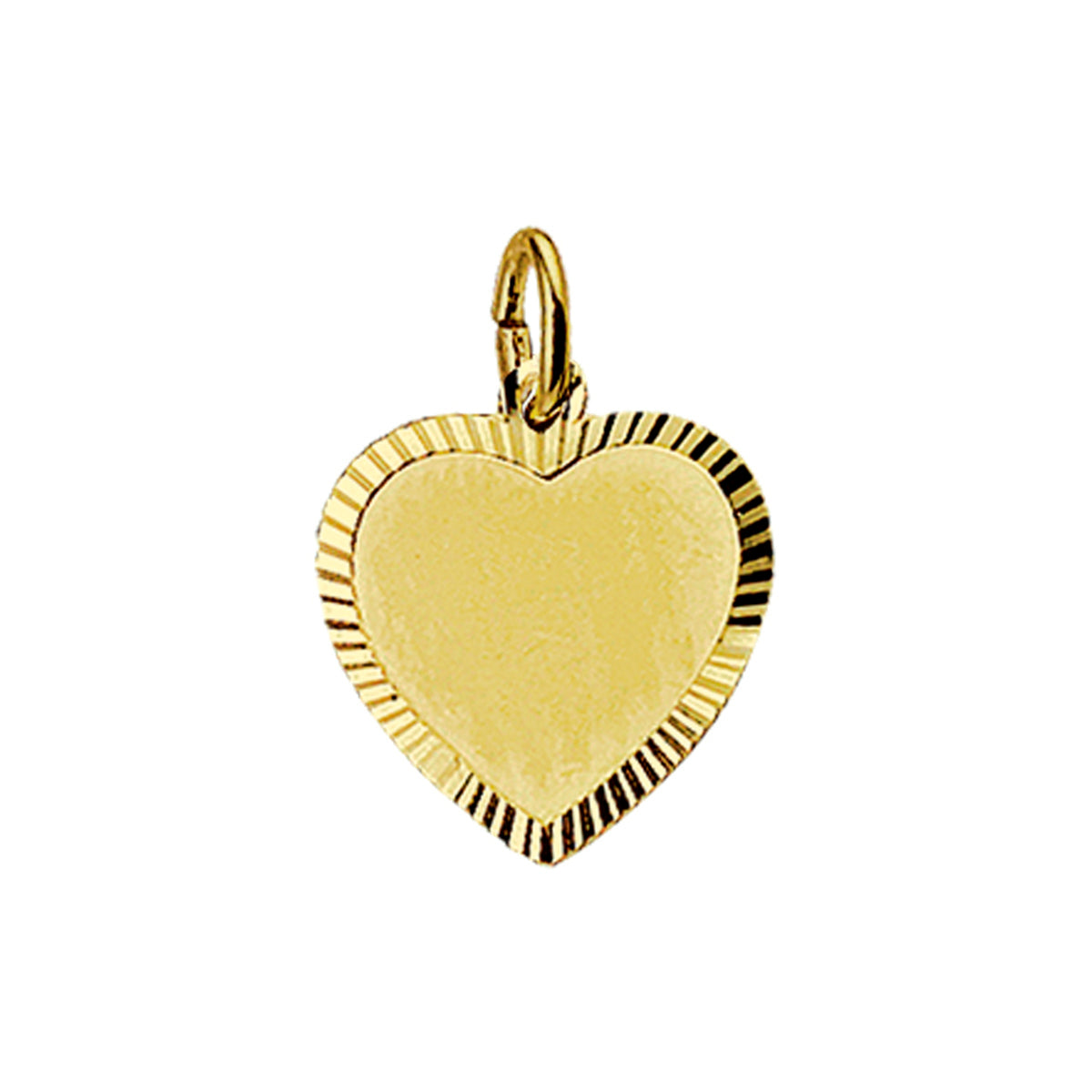 Graveerhartje mat gediamanteerd 14k geelgoud