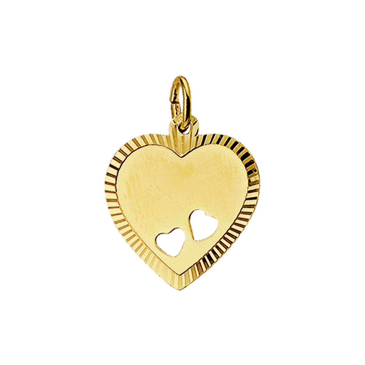 Graveerhartje mat gediamanteerd 14k geelgoud