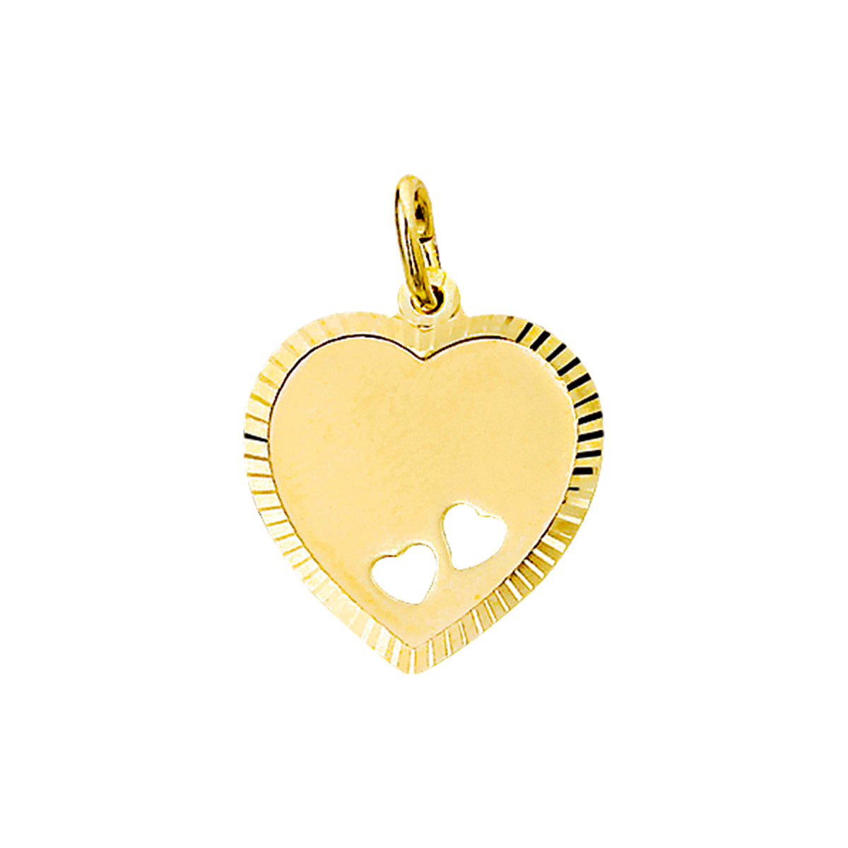 Graveerhartje mat gediamanteerd 14k geelgoud