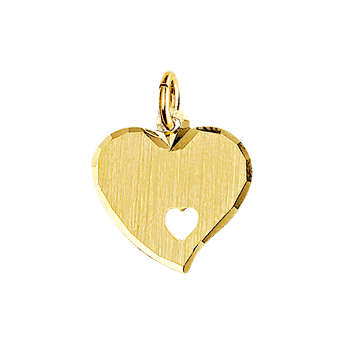 Graveerhanger hart mat gediamanteerd 14k geelgoud