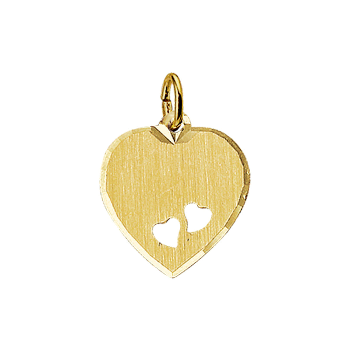 Graveerhartje mat gediamanteerd 14k geelgoud