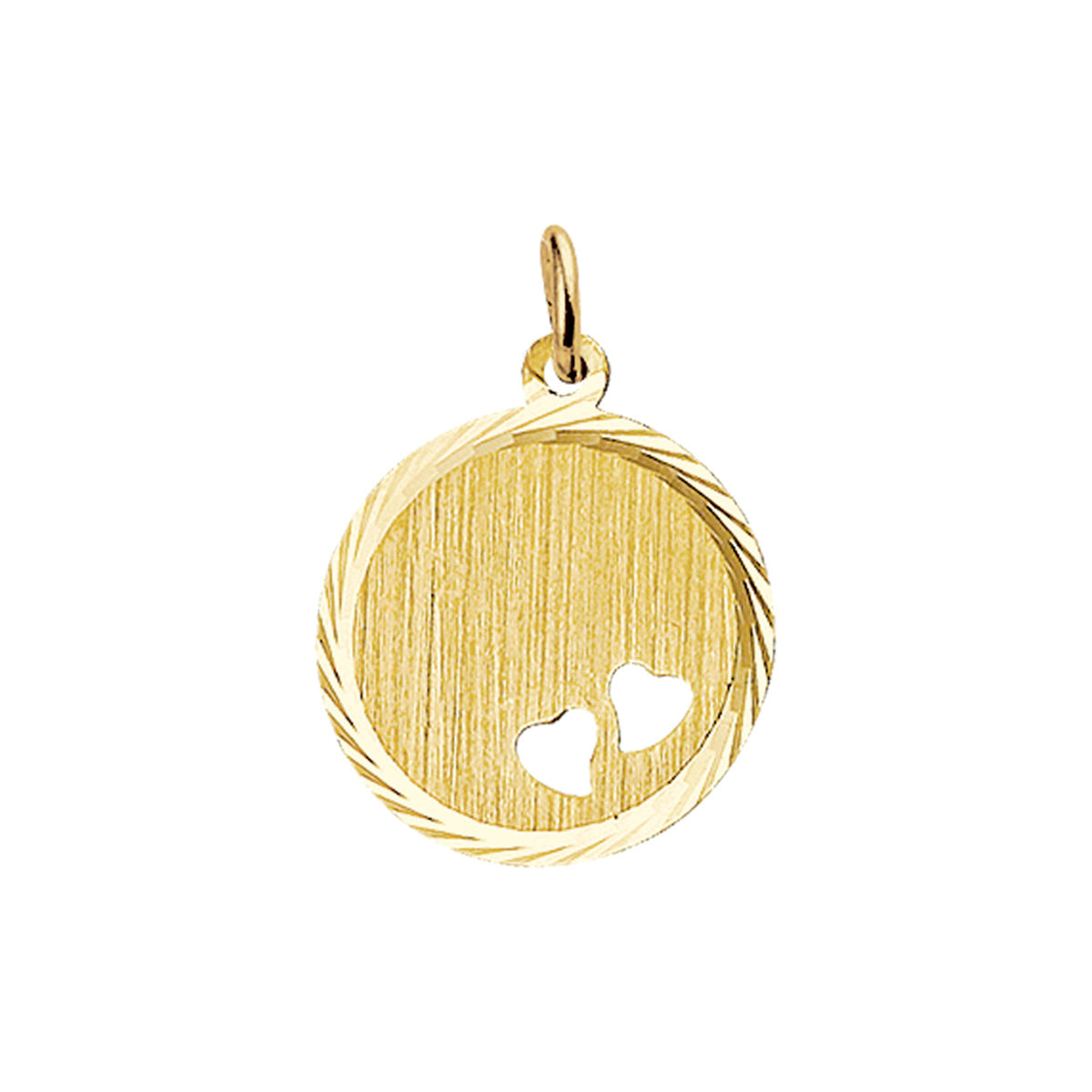 Graveerhanger harten mat gediamanteerd 14k geelgoud